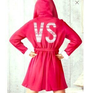 Victoria's Secret Limited-Edition Sherpa Lined Hood Short Tie Robe Rose Pockets
